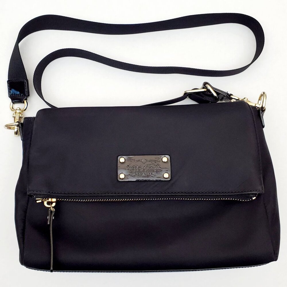 KATE SPADE NY Highland Place Mini Maria Black Basic Nylon Crossbody Shoulder Bag
